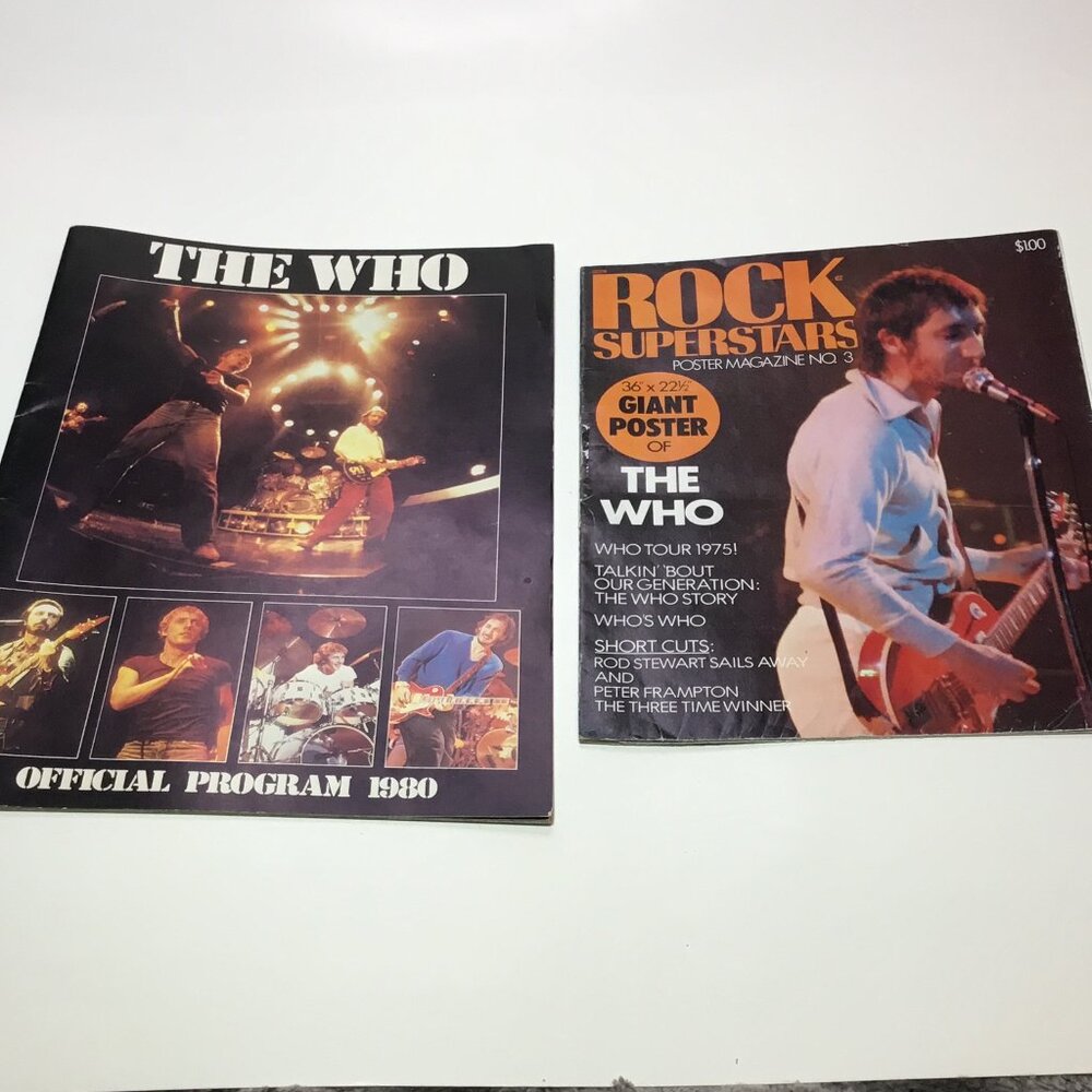 THE WHO 1980 Official Concert Tour Program & The Who 1975 Poster Magazine #3